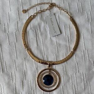 Gold and Navy Pendant Necklace